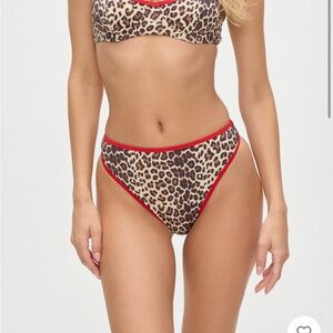 Leopard Print Bikini Set with Red Accents